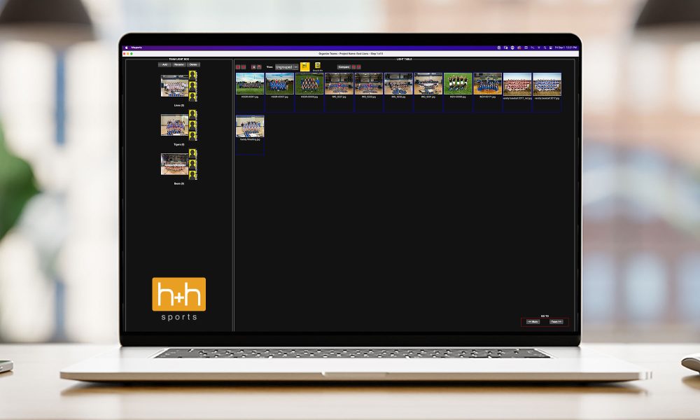 Laptop with frameless blank screen mockup template on the table